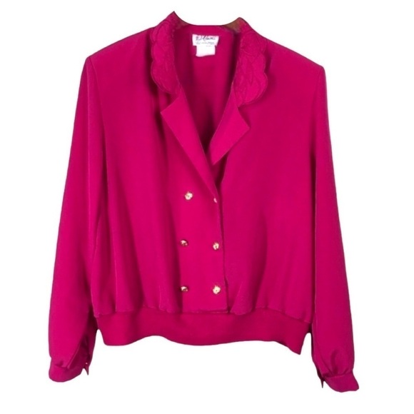 D’allairds Vintage Pink Long Sleeve Collared Top w/ Gold Hardware size 1X - Picture 1 of 7